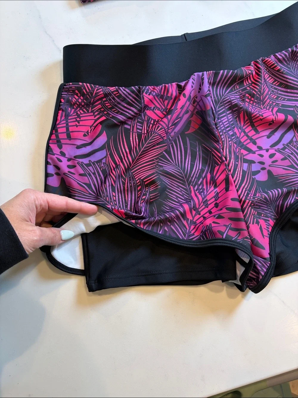 Tropical Print 3-Piece Swim Set - Rash Guard, sports bra & Shorts